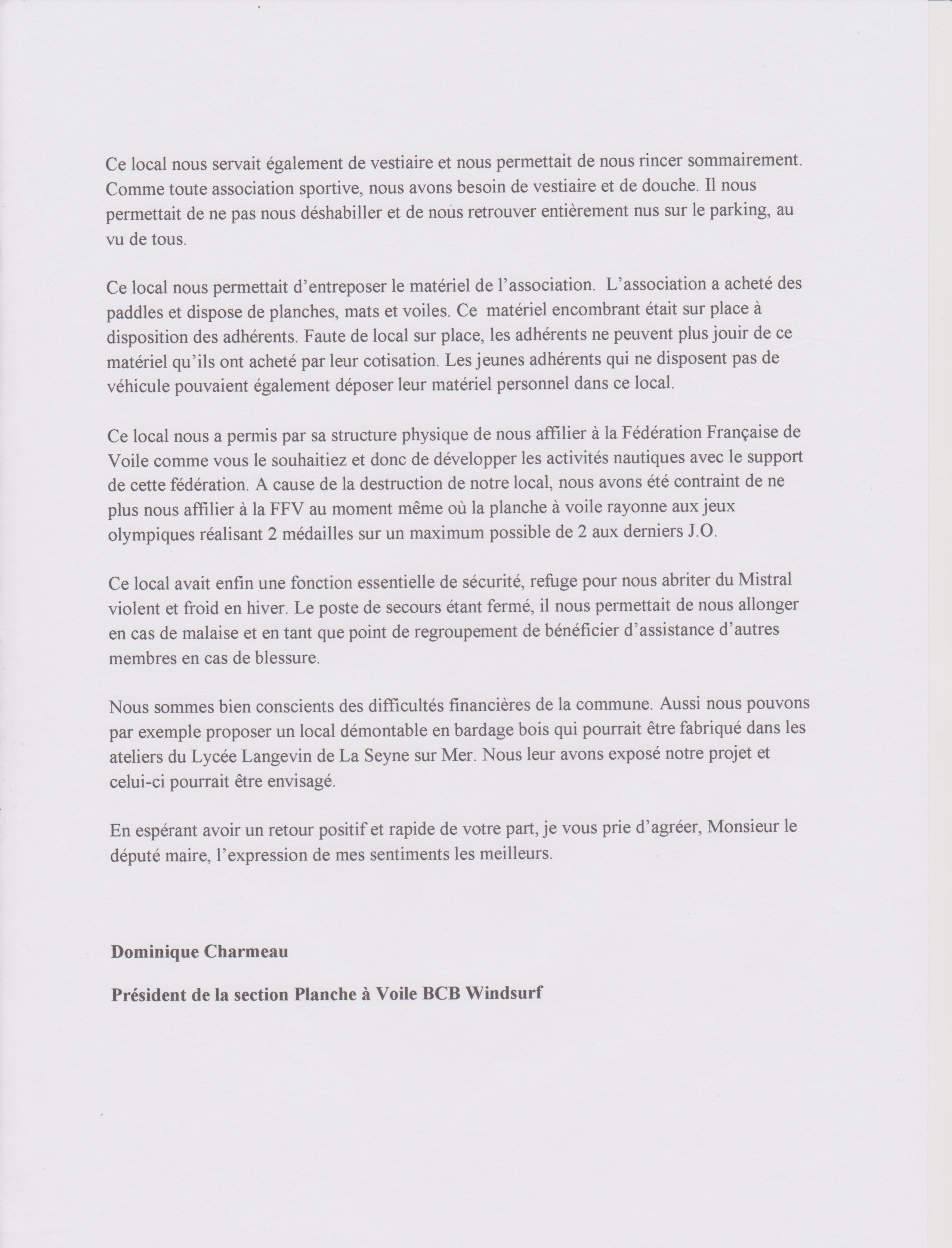 Local lettre au Maire p 2 001